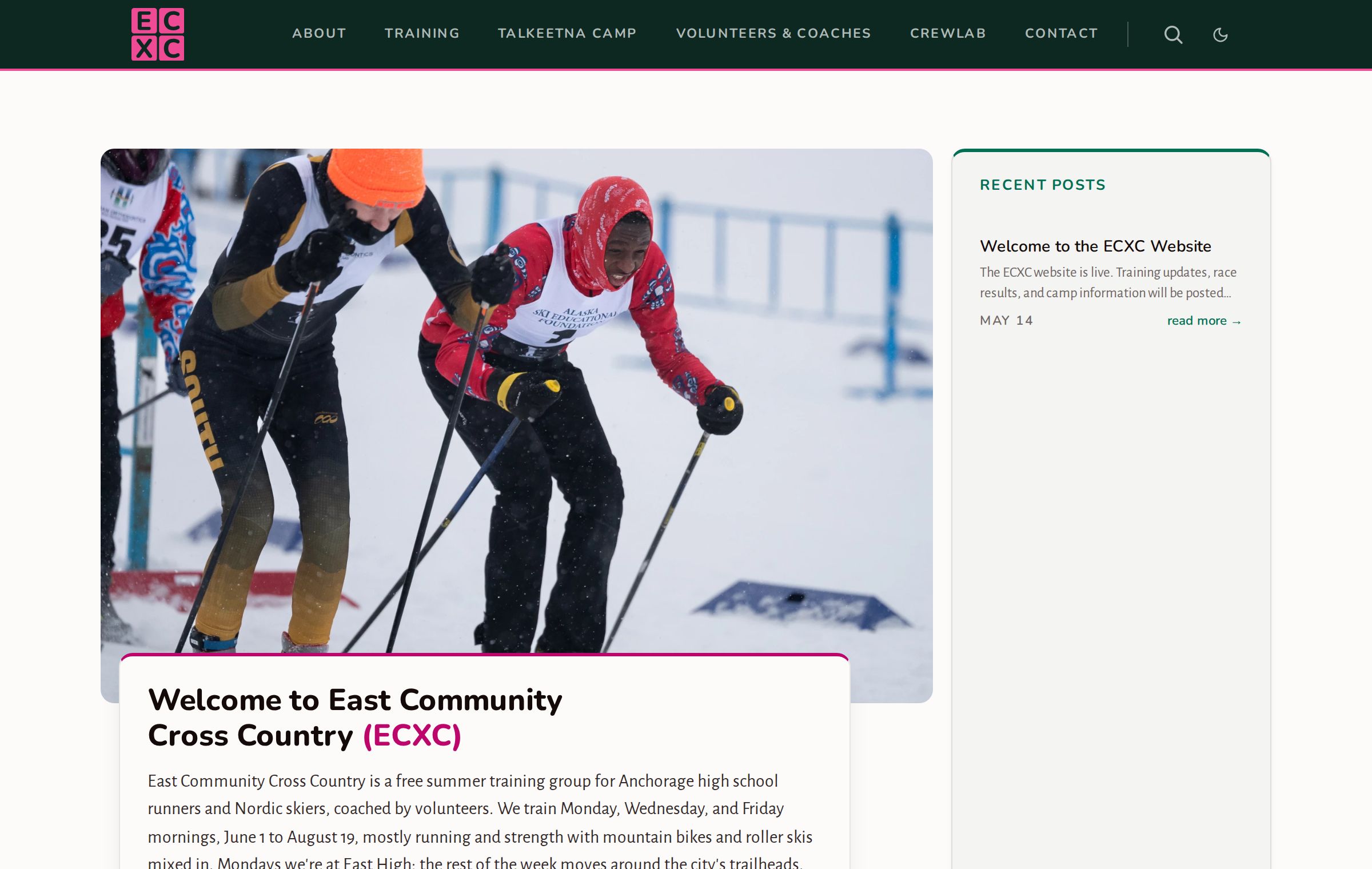 The ecxc.ski home page
